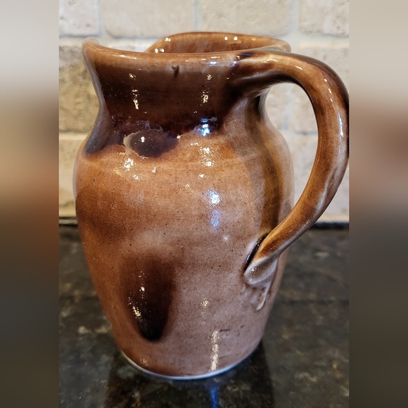 Cute Two Tone Brown Creamer Pitcher-John Barrow Pottery 1985 - Picture 8 of 13